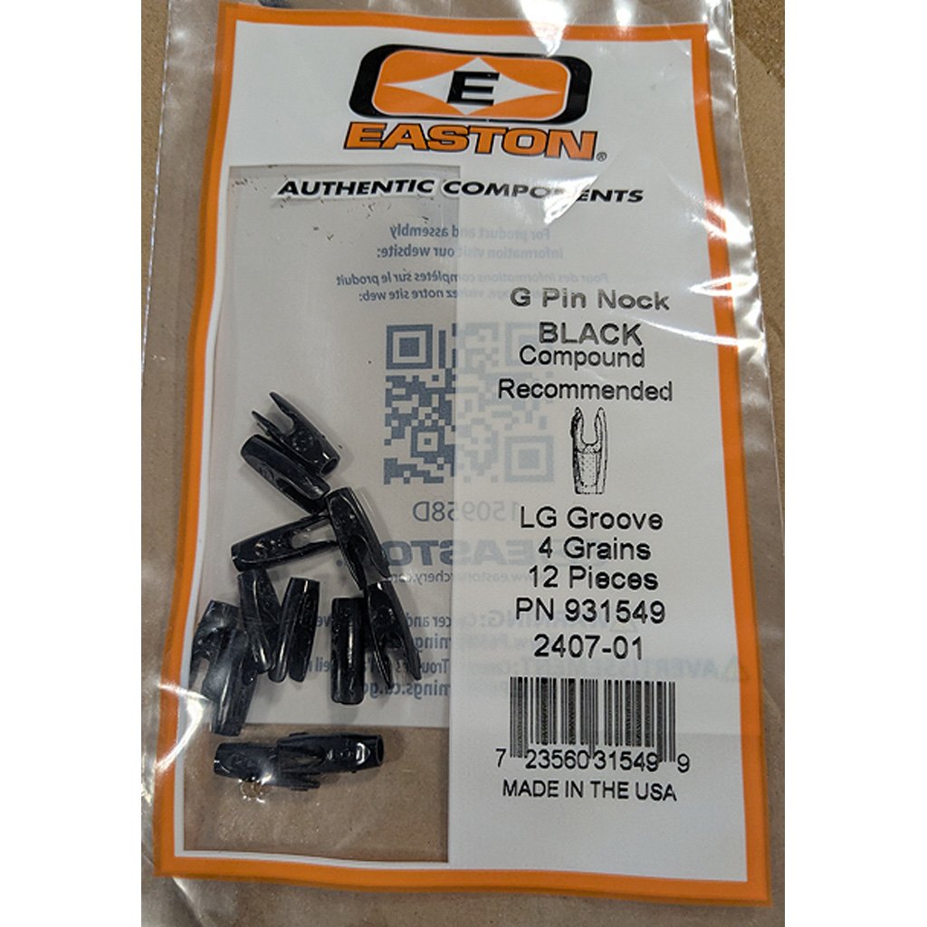 Easton Compound G Pin Nocks Black Large Groove 12 pk.
