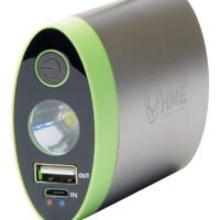 HME HW Hand Warmer with Light ABS Plastic Sliver w/Green Accent Rechargeable Lithium Ion