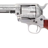 Taylors & Company 550928 1873 Cattleman 357 Mag Caliber with 4.75" Barrel, 6rd Capacity Cylinder, Overall White Floral Engraved Finish Steel & Walnut Grip