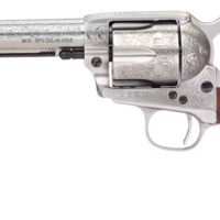 Taylors & Company 550929 1873 Cattleman 357 Mag Caliber with 5.50" Barrel, 6rd Capacity Cylinder, Overall White Floral Engraved Finish Steel & Walnut Grip