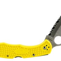 Spyderco C88SYL2 Salt 2 3" Folding Clip Point Serrated H1 Steel Blade Yellow Bi-Directional Texturing FRN Handle Includes Pocket Clip