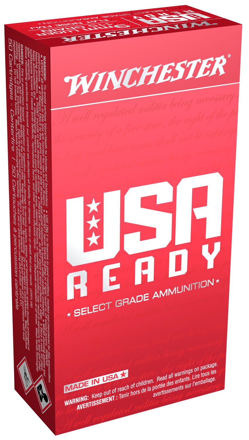 Winchester Ammo RED9 USA Ready 9mmLuger 115gr Full Metal Jacket Flat Nose 50 Per Box/10 Case