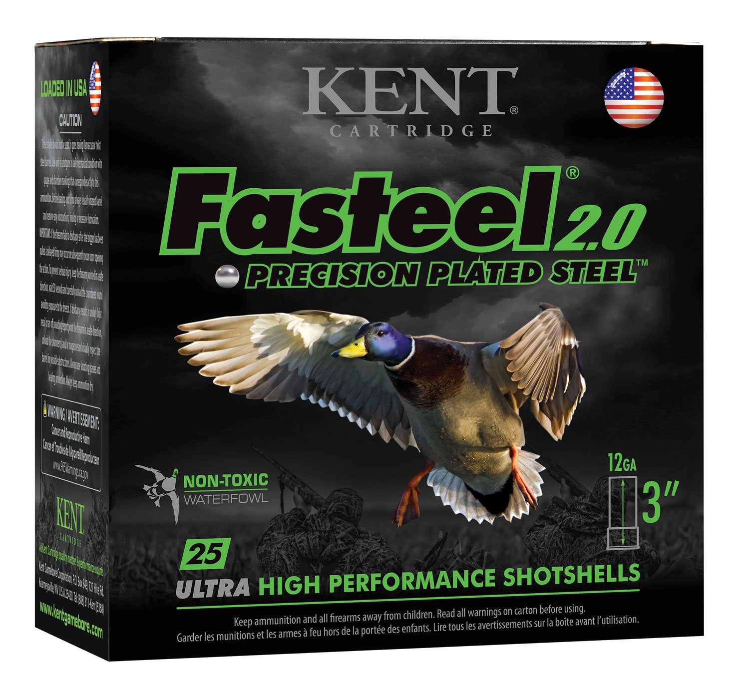 Kent Cartridge K123FS322 Fasteel 2.0 12 Gauge 3" 1 1/8 oz 2 Shot 25 Per Box/ 10 Case