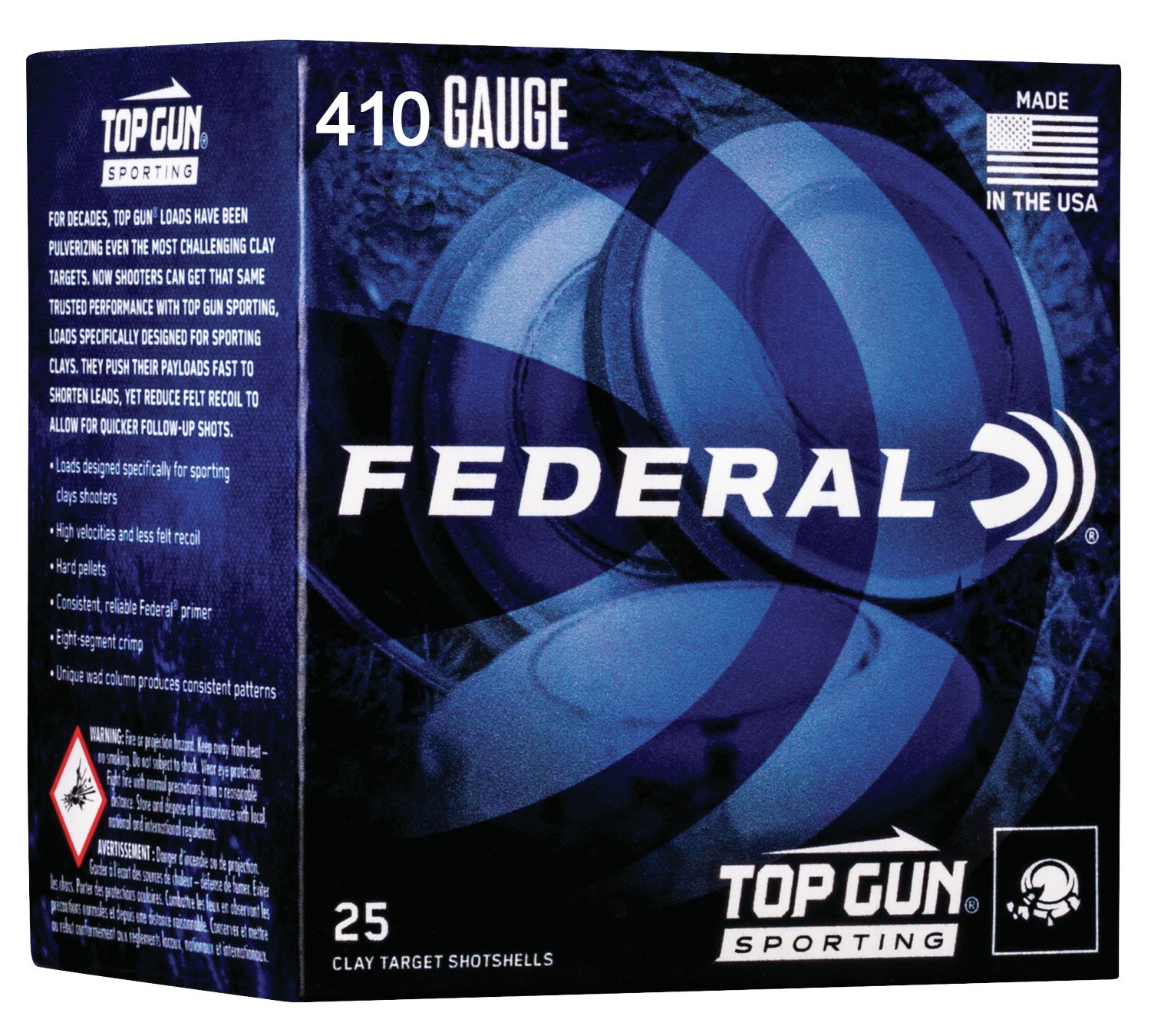 Federal TGS412149 Top Gun 410Gauge 2.50" 1/2oz 9Shot 25 Per Box/10 Case