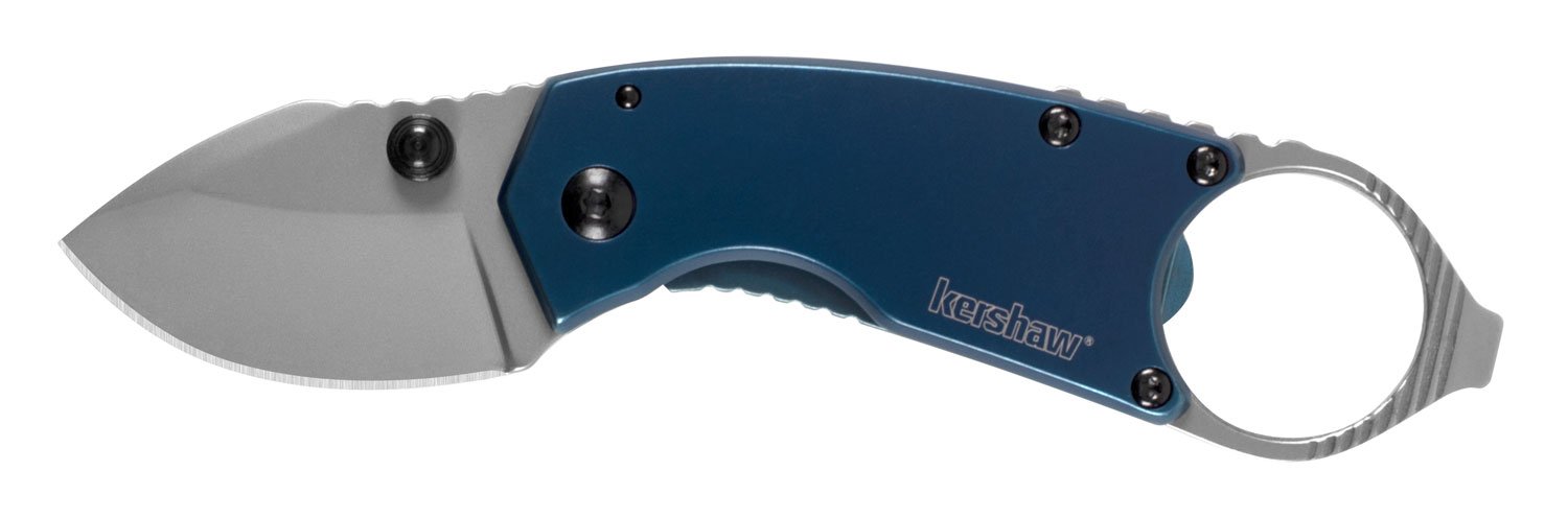 Kershaw 8710 Antic 1.70" Folding Drop Point Plain Bead Blasted 8Cr13MoV SS Blade Blue PVD Stainless Steel Handle Includes Pocket Clip