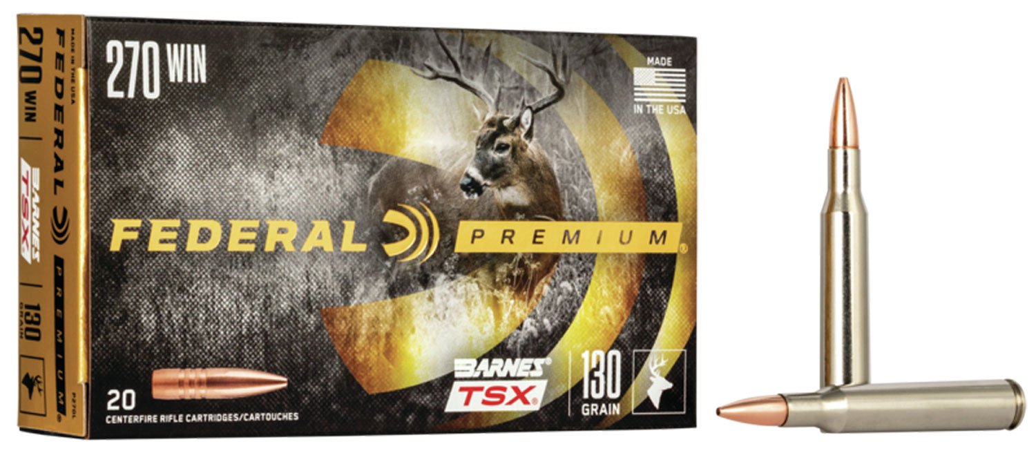 Federal P270L Premium 270Win 130gr Barnes TSX 20 Per Box/10 Case