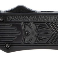 CobraTec Knives MBCTK1MDS CTK-1  Medium 3" OTF Drop Point Part Serrated D2 Steel Blade/Black Aluminum Handle Features Glass Breaker Includes Pocket Clip