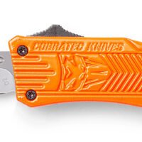 CobraTec Knives SORCTK1SDNS CTK-1  Small 2.75" OTF Drop Point Plain D2 Steel Blade/Orange Aluminum Handle Features Glass Breaker Includes Pocket Clip