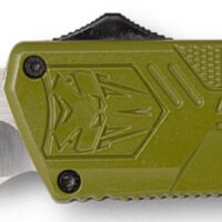CobraTec Knives ODCTLWDNS Lightweight  3.25" OTF Drop Point Plain D2 Steel Blade/OD Green Aluminum Handle Includes Pocket Clip