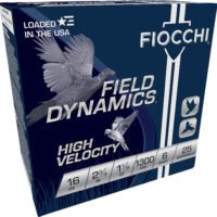 Fiocchi 16HV6 Field Dynamics High Velocity 16Gauge 2.75" 1 1/8oz 6Shot 25 Per Box/10 Case
