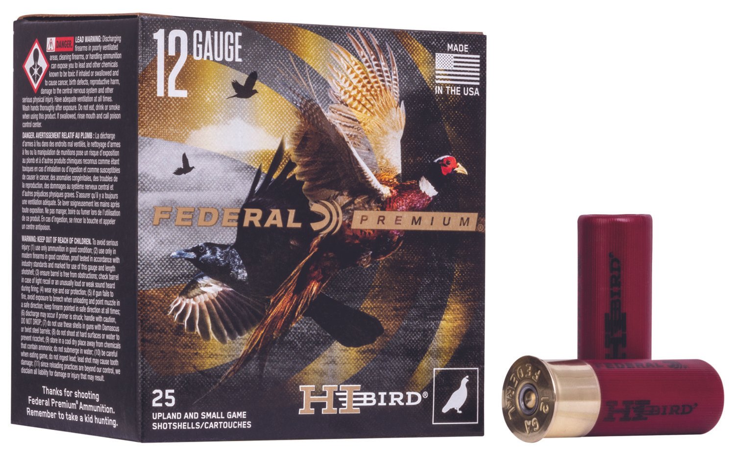 Federal HVF1275 Premium Hi-Bird 12Gauge 2.75" 1 1/8oz 7.5Shot 25 Per Box/10 Case