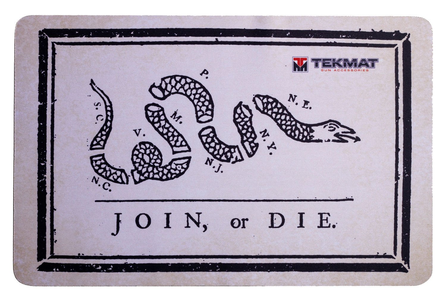 TekMat TEKR17JOIN Cleaning Mat Black/White Rubber 11"x17" Join or Die Snake