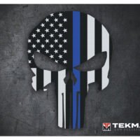 TekMat TEKR20PUNISHER Ultra 20 Cleaning Mat Black/White/Blue Rubber 15"x20" Blue Line Punisher Skull