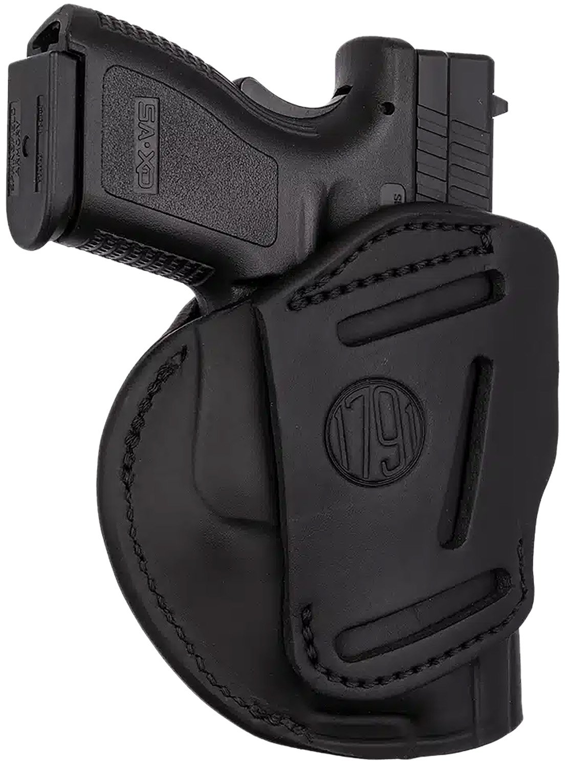 1791 Gunleather 4WH5SBLL 4-Way IWB/OWB 05 Stealth Black Leather Belt Clip Fits S&W M&P/Springfield XD/Glock 17/HK VP9 Left Hand