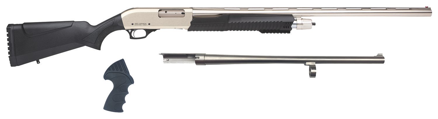 Rock Island MR25P101MC Meriva 3-in-1 Combo 12 Gauge 5+1 3" 18.50" Cylinder Bore, 28" Vent Rib Barrels Chrome Rec Black Synthetic Stock Right Hand (Full Size)