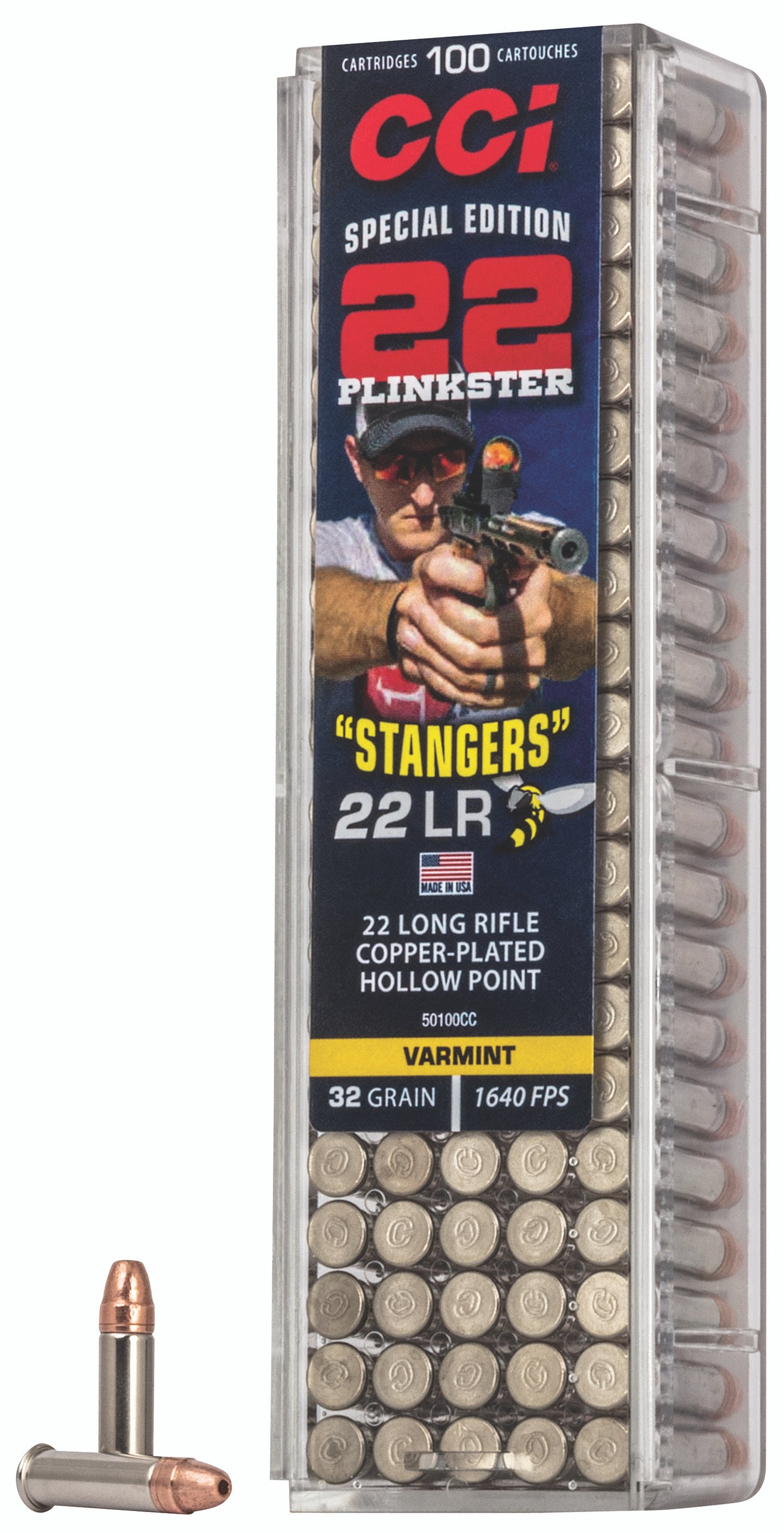CCI 50100CC Stangers 22LR 32gr Copper Plated Hollow Point 100 Per Box/50 Case