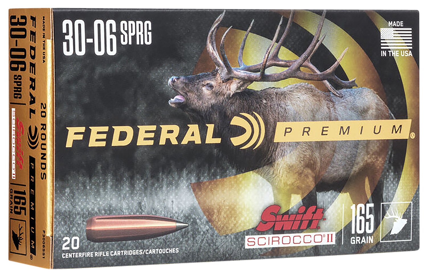 Federal P3006SS1 Premium 30-06Springfield 165gr Swift Scirocco II 20 Per Box/10 Case