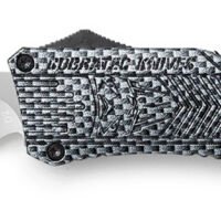 CobraTec Knives LCFCTK1LDS CTK-1  Large 3.75" OTF Drop Point Part Serrated D2 Steel Blade/ Carbon Fiber Aluminum Handle Features Glass Breaker Includes Pocket Clip