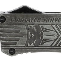 CobraTec Knives LSWCTK1LDNS CTK-1  Large 3.75" OTF Drop Point Plain D2 Steel Blade/ Stonewashed Aluminum Handle Features Glass Breaker Includes Pocket Clip