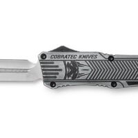 CobraTec Knives LSWCTK1LFAGNS CTK-1  Large 3.75" OTF Dagger Plain D2 Steel Blade/Stonewashed Aluminum Handle Features Glass Breaker Includes Pocket Clip