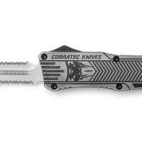 CobraTec Knives LSWCTK1LDG2SS CTK-1  Large 3.75" OTF Dagger Part Serrated D2 Steel Blade/ Stonewashed Aluminum Handle Features Glass Breaker Includes Pocket Clip