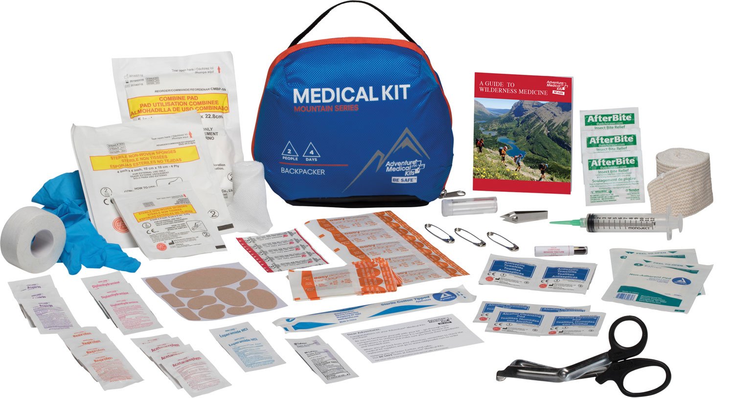 Adventure Medical Kits 01001003 Mountain Backpacker Medical Kit Treats Injuries/Illnesses Water Resistant Blue