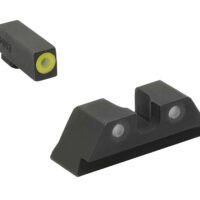 Meprolight USA 402243121 Hyper-Bright Sight Set Green Tritium Yellow Outline Front Sight-Green Tritium Black Outline Rear Sight Glock 17/17L/19/22
