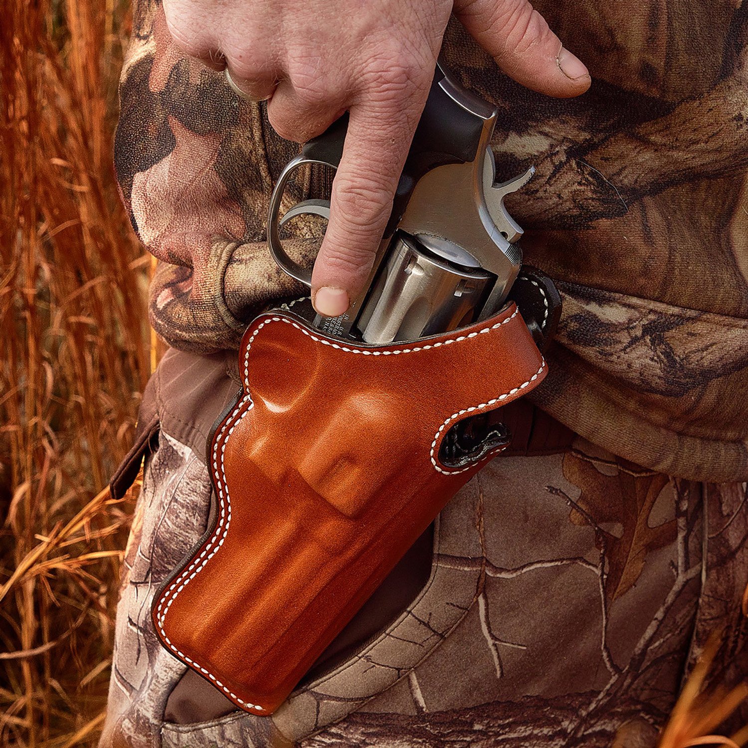 DeSantis Gunhide 016TC5LZ0 Dual Angle Hunter OWB Tan Leather Belt Slide Fits Glock 40 Right Hand
