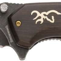 Browning 3220392 Hunter  Large 3.50" Folding Drop Point Plain Black Oxide Stonewashed 440C SS Blade/Brown Jigged Hardwood Walnut Handle Includes Pocket Clip