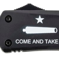 Templar Knife LCATI331 Gen II Come And Take It Large 3.50" OTF Drop Point Plain Black Oxide Stonewashed 440C SS Blade, 5.25" Black "Come And Take It" Aluminum Handle, Glass Breaker