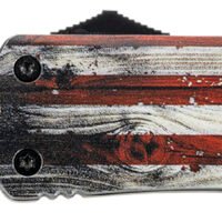 Templar Knife LWUS231 Gen II Wood US Flag Large 3.50" OTF Tanto Plain Black Oxide Stonewashed 440C SS Blade, 5.25" Painted Wood Grain US Flag Aluminum Handle, Glass Breaker