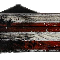 Templar Knife MWUS231 Gen II Wood US Flag Slim 3.43" OTF Tanto Plain Black Oxide Stonewashed 440C SS Blade, 5.05" Painted Wood Grain US Flag Aluminum Handle, Glass Breaker