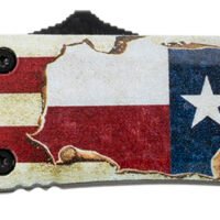 Templar Knife STX531 Gen II Texan Small 2.25" OTF Tanto Part Serrated Black Oxide Stonewashed 440C SS Blade, 4.31" Texas Flag Aluminum Handle, Glass Breaker