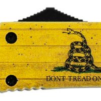 Templar Knife MDTOM331 Gen II Don't Tread On Me Slim 3.50" OTF Drop Point Plain Black Oxide Stonewashed 440C SS Blade, 5.05" Yellow w/Flag & "Don't Tread On Me" Aluminum Handle, Glass Breaker