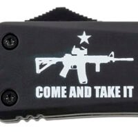 Templar Knife LAR15431 Gen II Come And Take It Large 3.50" OTF Dagger Part Serrated Black Oxide Stonewashed 440C SS Blade, 5.25" Black w/ "Come And Take It" AR-15 Gun Aluminum Handle, Glass Breaker