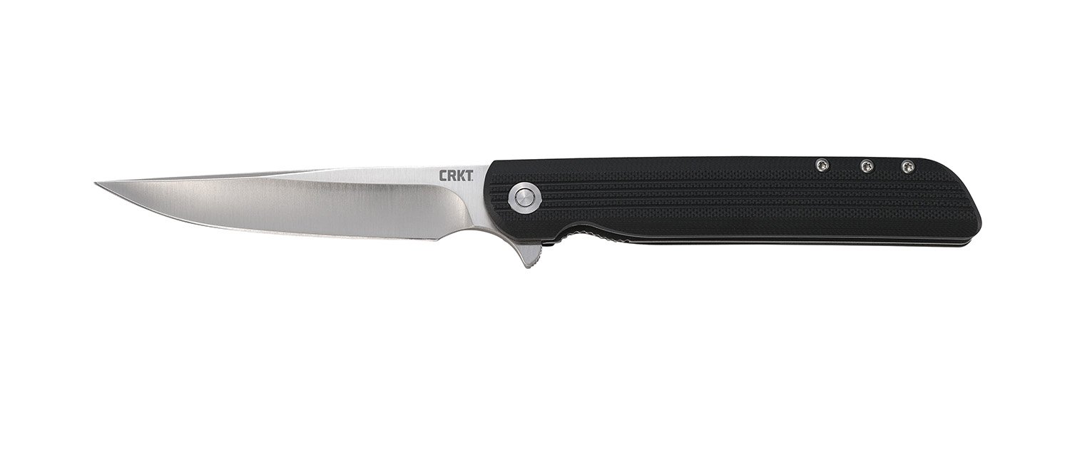 CRKT 3810 LCK + Large 3.62" Folding Drop Point Plain Satin 8Cr13MoV SS Blade/ Black GRN Handle Includes Pocket Clip