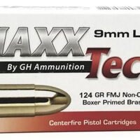 MaxxTech PTGB912B Brass Pistol  9mmLuger 124gr Full Metal Jacket 50 Per Box/10 Case