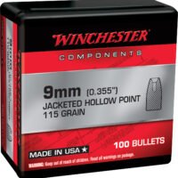 Winchester Ammo WB9JHP115X Centerfire Handgun Reloading 9mm 115gr Jacketed Hollow Point 100 Per Box/10 Case