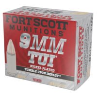 Fort Scott Munitions 9MM080SCVNIC Tumble Upon Impact (TUI) 9mmLuger 80gr Solid Copper Spun 20 Per Box/25 Case