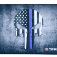 TekMat TEK42BLUELINE Blue Line Punisher Door Mat Multi Color Rubber 42" Long Blue Line Punisher Skull