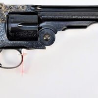 Taylors & Company 550643 Top Break Schofield 45 Colt (LC) Caliber with 7" Barrel, 6rd Capacity Cylinder, Overall Blued Engraved Finish Steel & Walnut Grip
