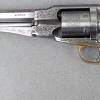 Taylors & Company 550763 1858 Remington Conversion 45 Colt (LC) Caliber with 8" Barrel, 6rd Capacity Cylinder, Overall Nickel-Plated Engraved Finish Steel & 2-Piece Ivory Grip