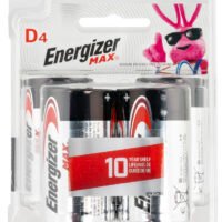 Energizer E95BP4 MAX D Batteries  Black & Silver Alkaline 1.5 Volt, Qty (4) Single Pack