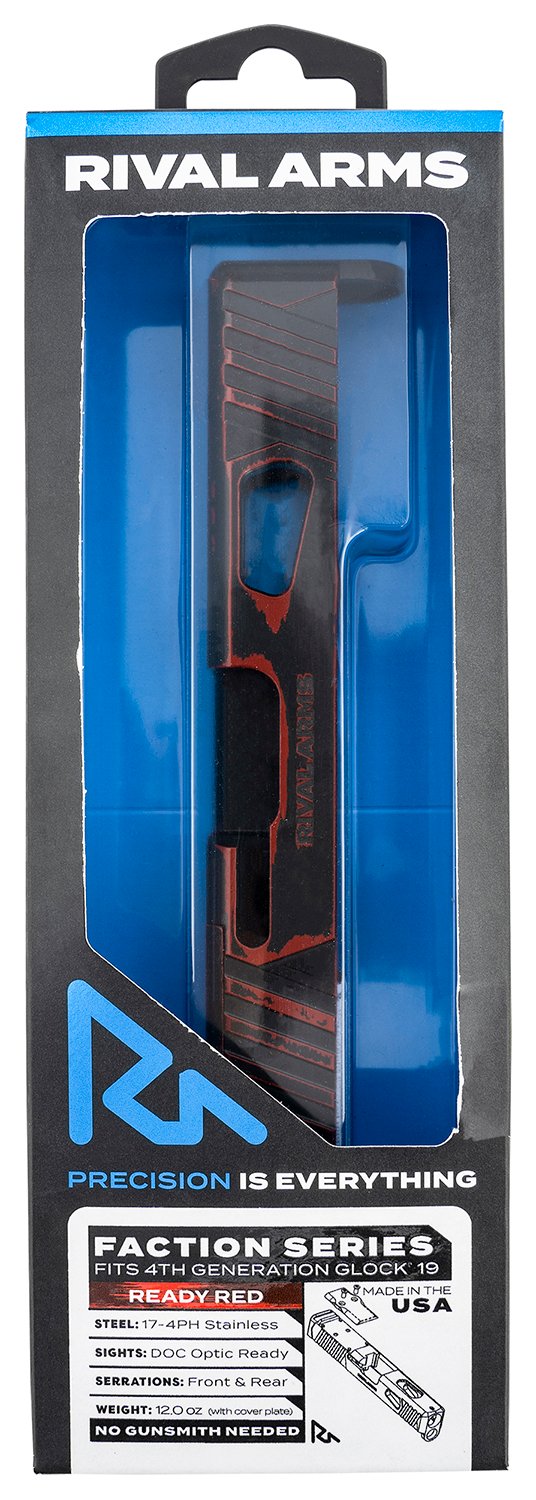 Rival Arms RA-RA12G206A Faction Series Slide A1 with Docter Cut Cerakote Ready Red 17-4 Stainless Steel for Glock 19 Gen4