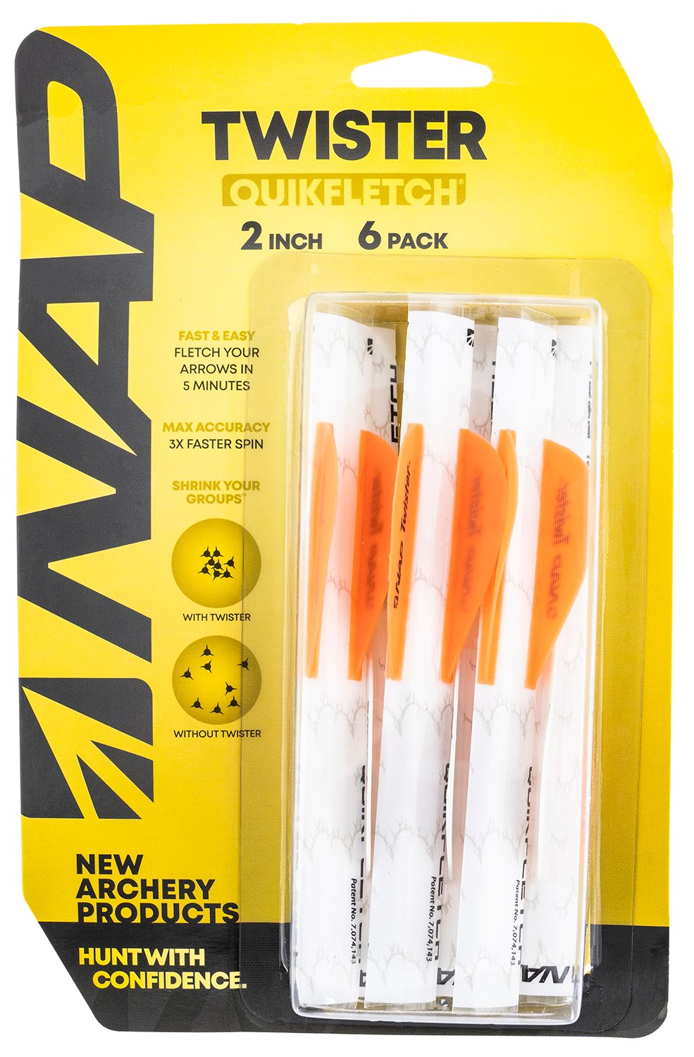 NAP NAP60637 Quickfletch Twister White Orange/ 6 Pack