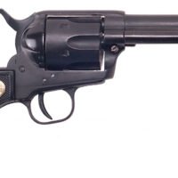 Cimarron ASPLINK1 Plinkerton 22 LR 6 Shot 4.75" Matte Black Steel Barrel, Frame & Cylinder, Black Checkered Plastic w/Medallion Grip, Exposed Hammer
