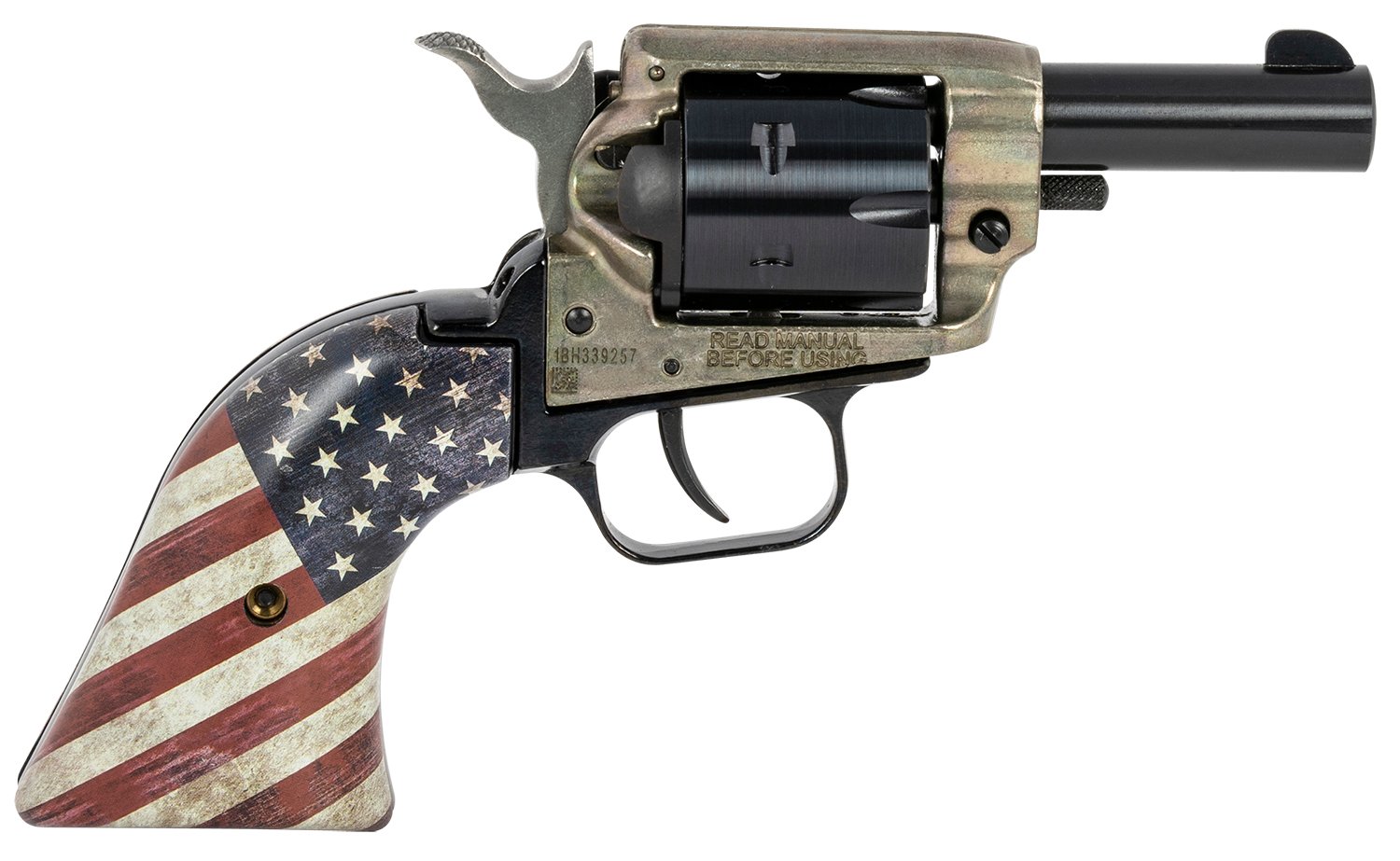 Heritage Mfg BK22CH2USFLAG Barkeep 22 LR 6 Shot 2.67" Black Oxide Steel Barrel & Cylinder, Simulated Case Hardened Zinc Alloy Frame, US Flag Polymer Grips