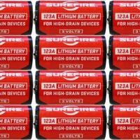 SureFire SF12ABBCS 123A Batteries  Red/Black 3.0 Volts 1,550 mAh (12) Single Package Clamshell