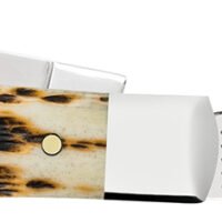 Case 00079 Stockman  Medium 2.57"/1.88"/1.76" Folding Clip/Sheepsfoot/Pen Plain Mirror Polished Chrome Vanadium Steel Blade/Peach Seed Jigged Amber Bone Handle