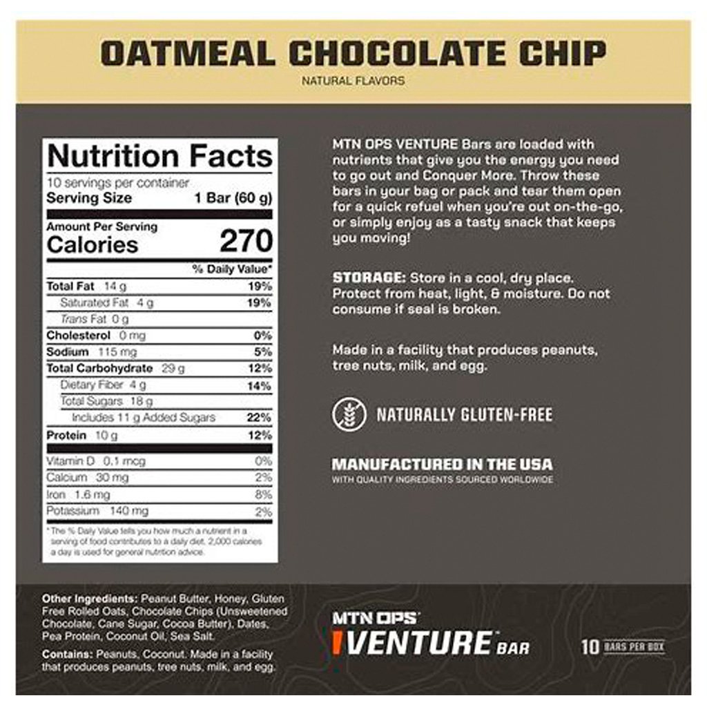 MTN OPS Venture Bar Oatmeal Chocolate Chip 10pk
